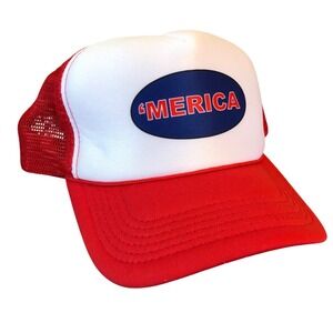 CHILLMIESTER USA Proud Trucker Hat Adjustable Red White Merica Retro Patriotic